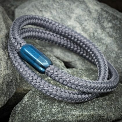Navy™ blauw armband - Grijs Touw