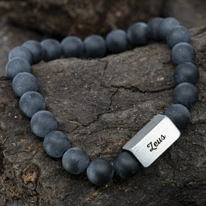 Zeus - Mat zwarte Agaat – Kralen armband