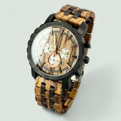 Zwart breed houten mannen horloge