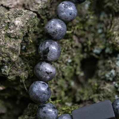 Vingerafdruk Zwarte Labradoriet - Natuurstenen kralen Armband - Afbeelding 6
