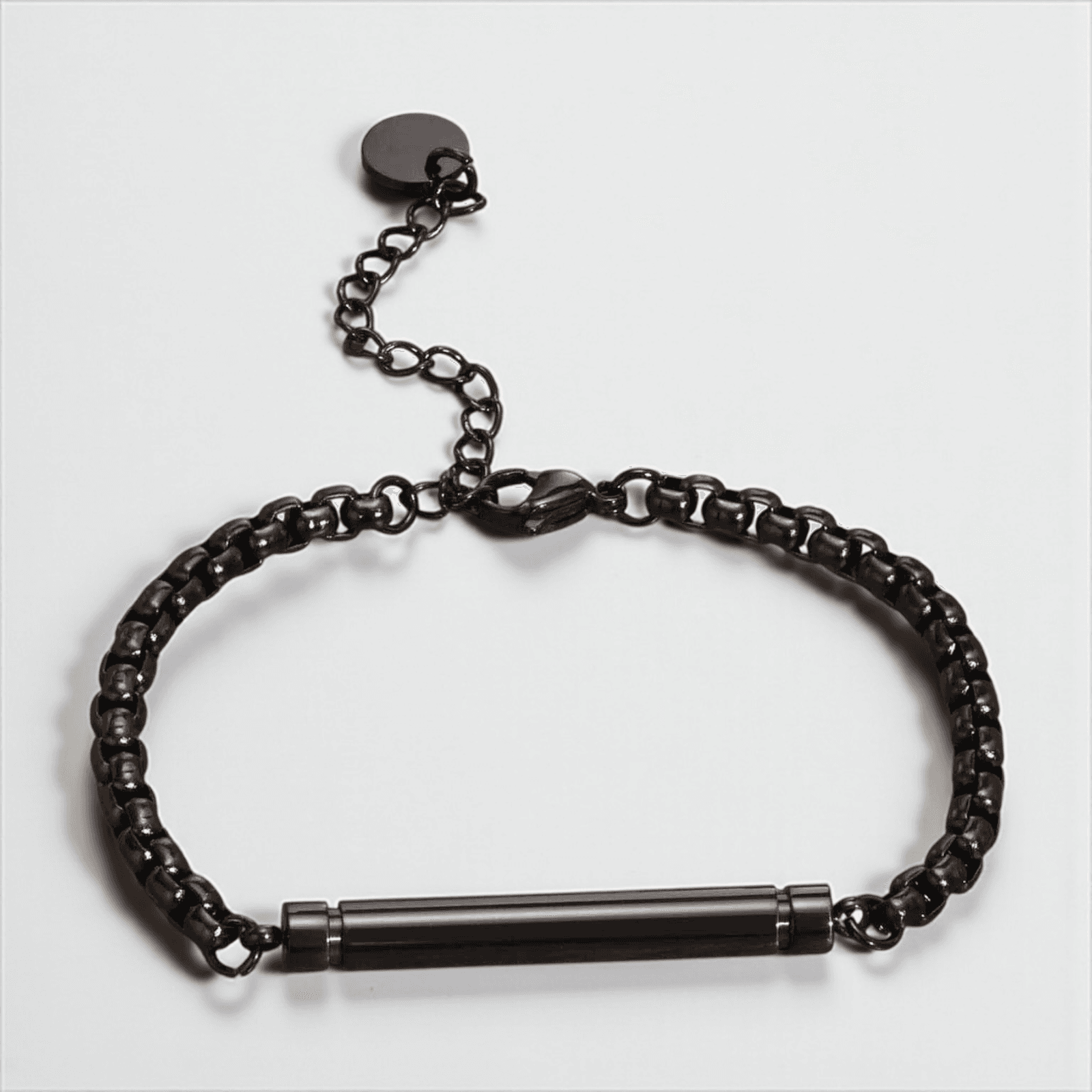 Elegante As-kamer Armband Zwart RVS (verstelbaar) 1 Zwarte as armband met askamer