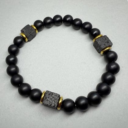 STONY Zwarte stenen Kralen Armband