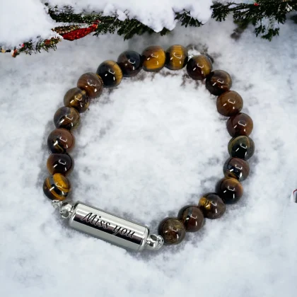 tijgeroog as armband zilverkleurig met eigen as in de askamer