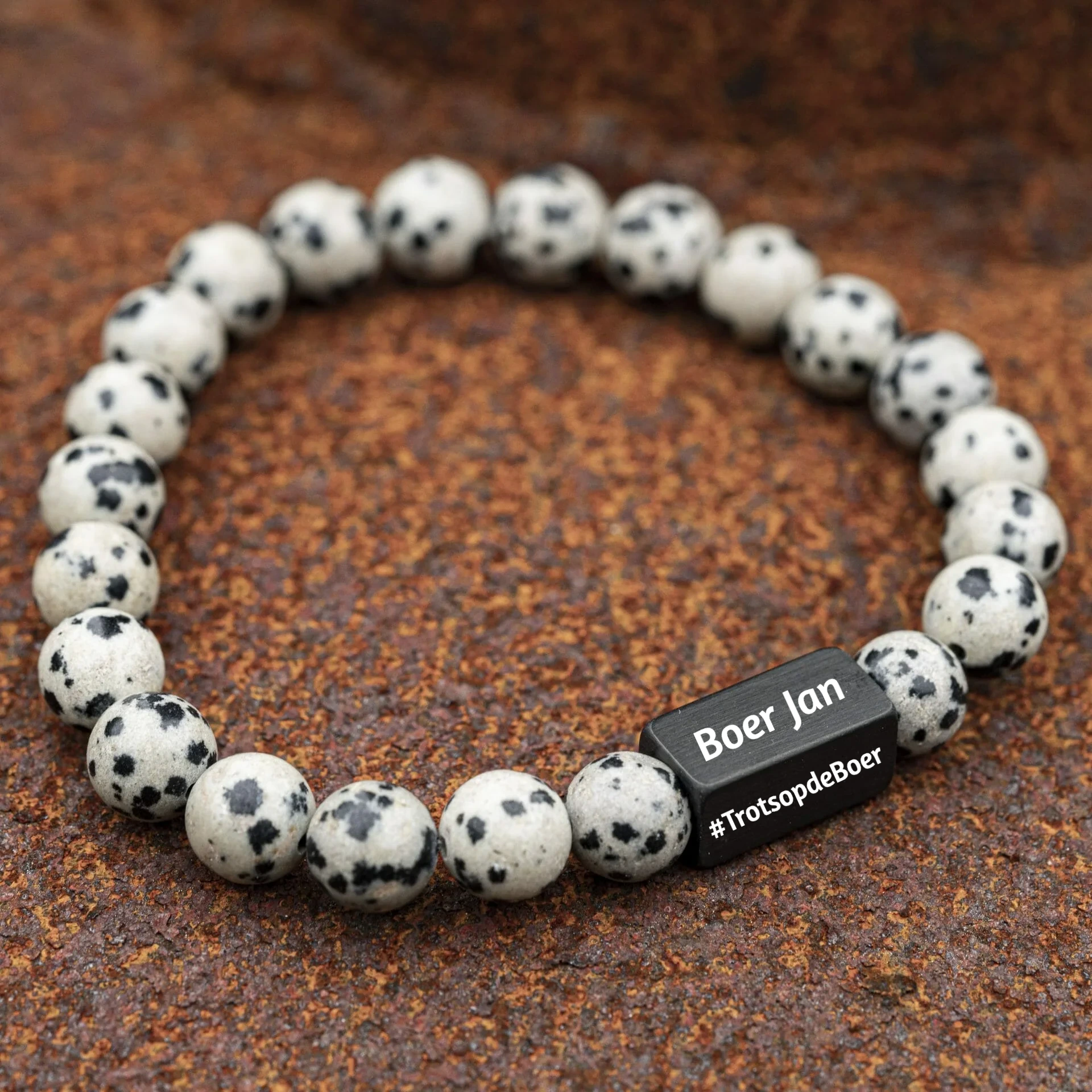 Boeren Armband š Koeienvlekken + Naam gegraveerd 1 Boeren Armband š Koeienvlekken + Naam gegraveerd