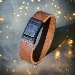 Papa Vingerafdruk armband - Zwart gevlochten leer photo review