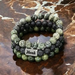 Heren 3 Armbanden Set: Zebra Stone • Lava Rock • Natural Jade photo review