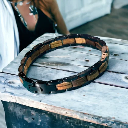 Dufourspitze (Zebrawood / Zwart) - Houten armband