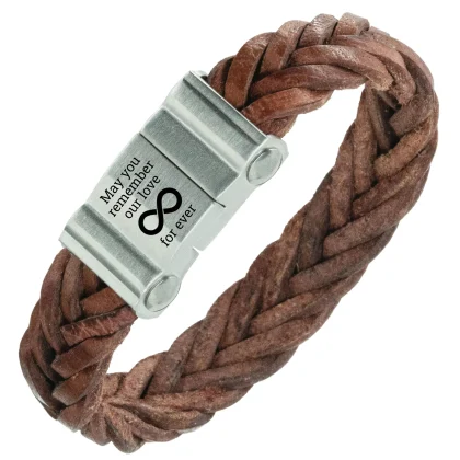 Graveerbare gevlochten leren Armband