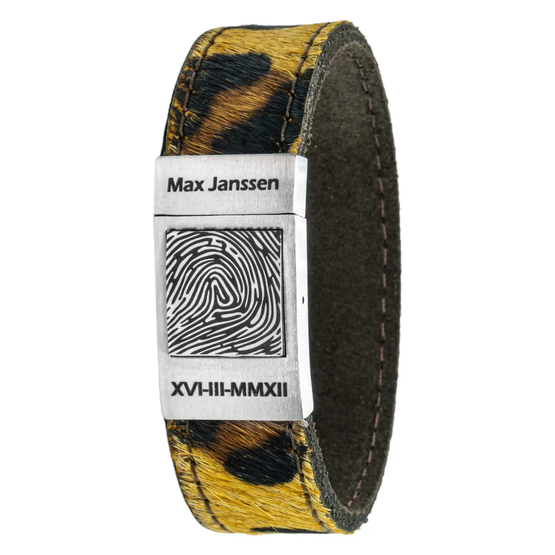 luipaard leren armband vingerafdruk