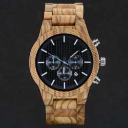 olijf houten heren piloten aviator horloge