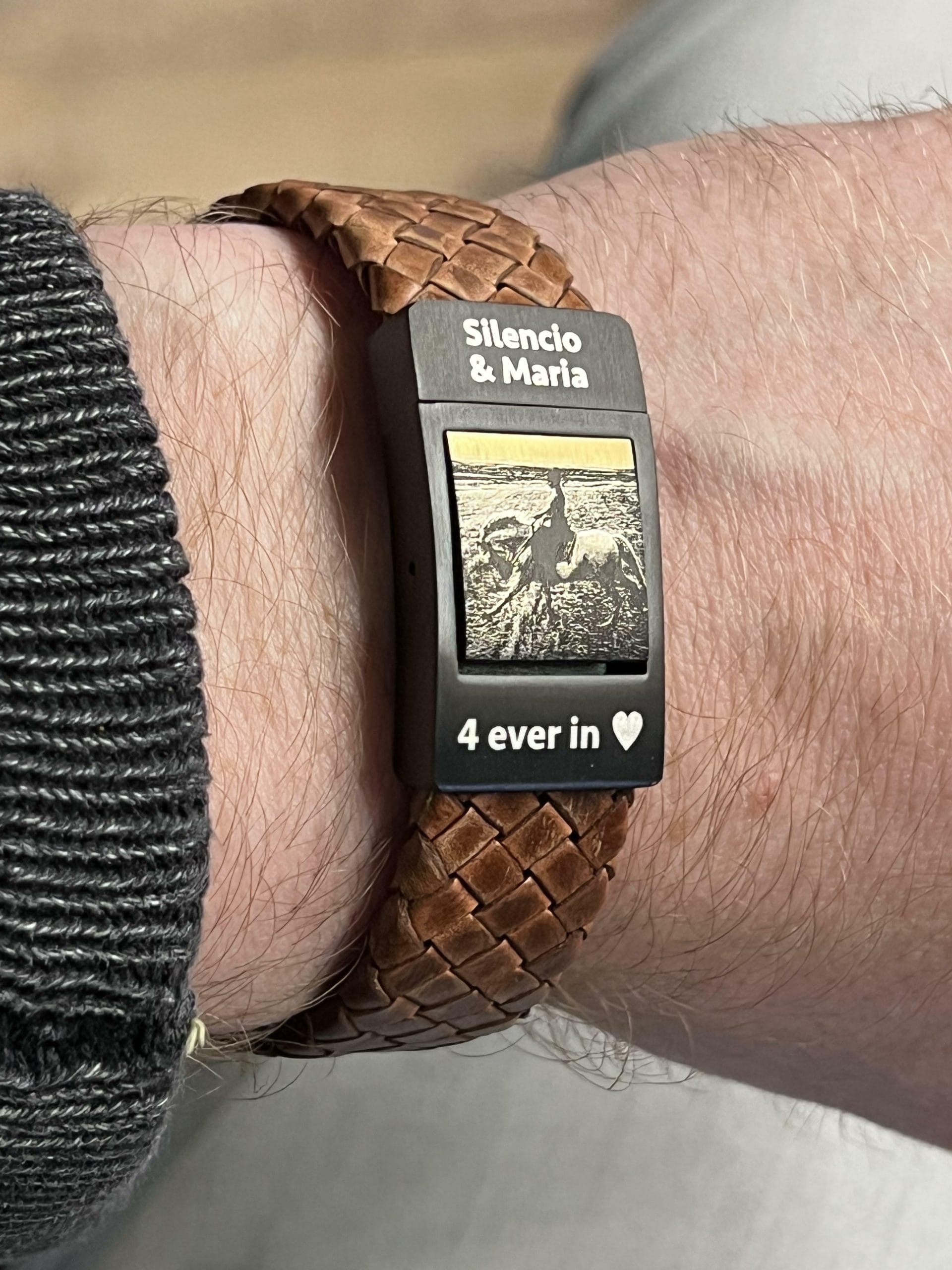Armband met foto er in 3 paarden foto armband leer