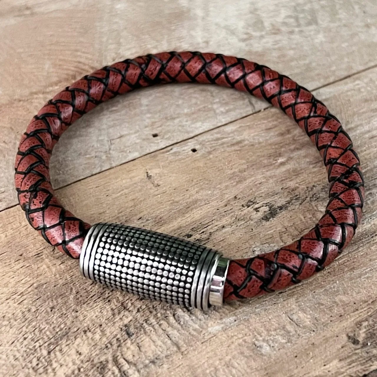 Gevlochten leren viking armband