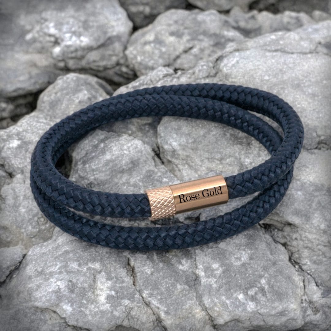 rose goud navy paracord touw armband marine blauw