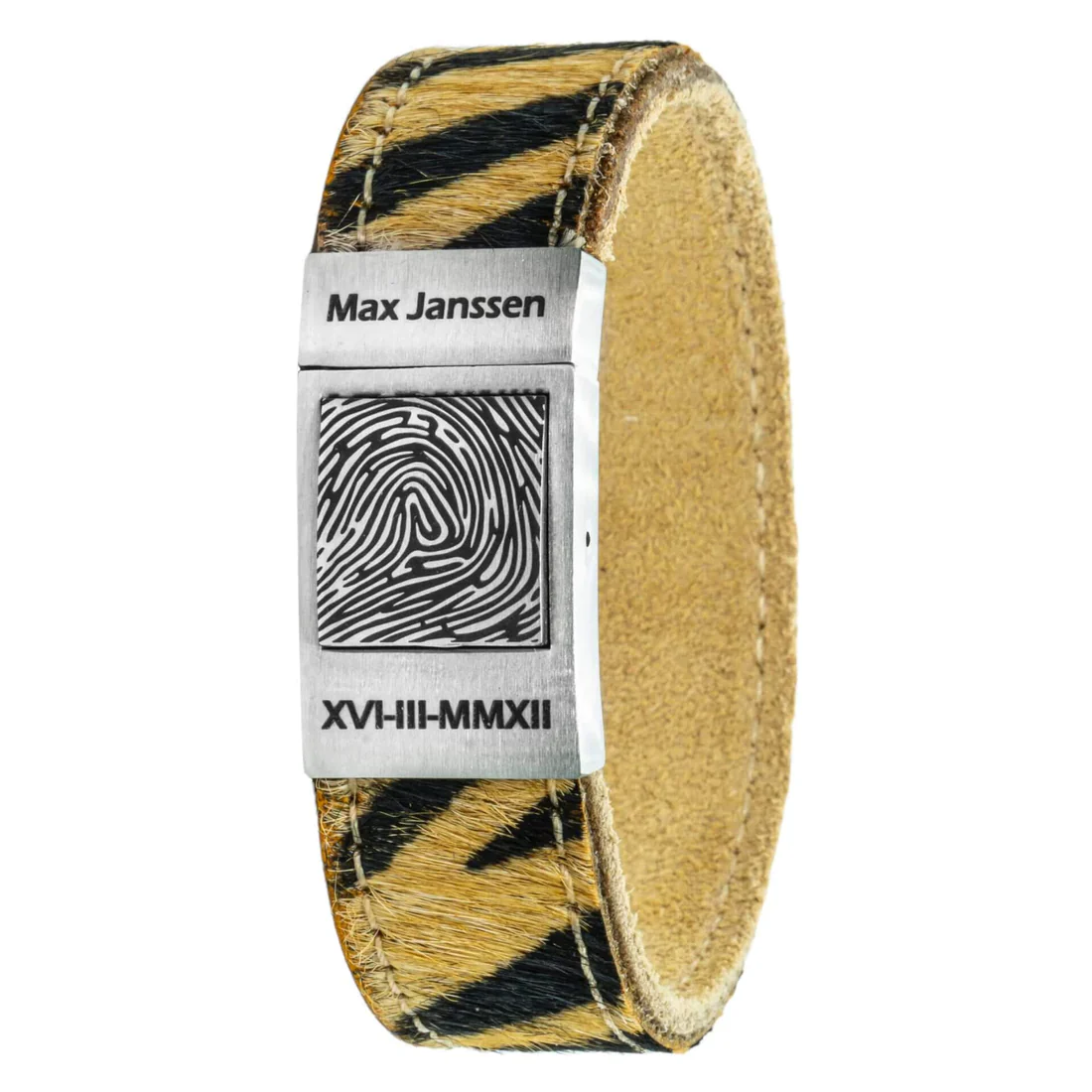 tijger leren armband vingerafdruk