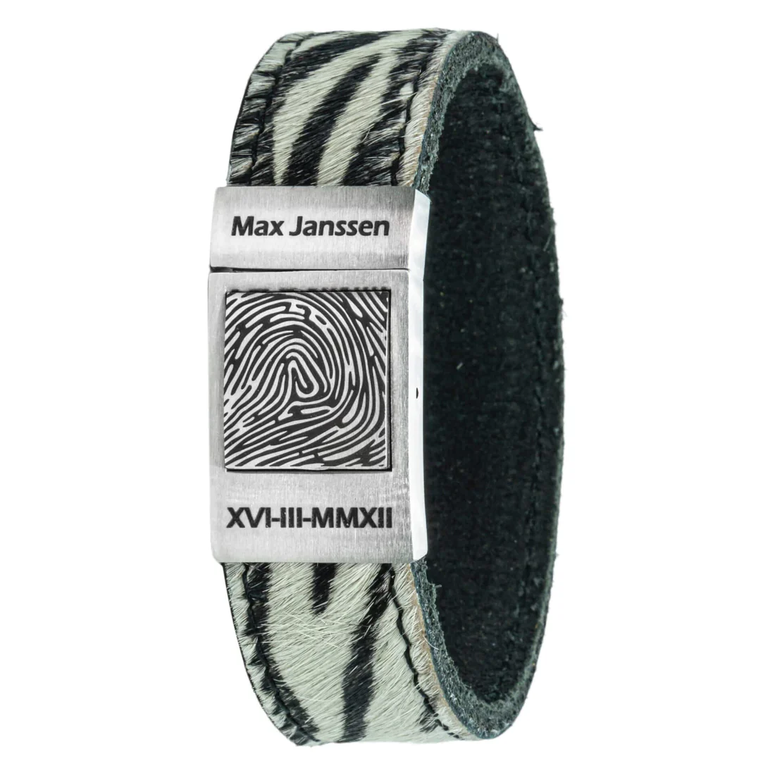 zebra leren armband vingerafdruk