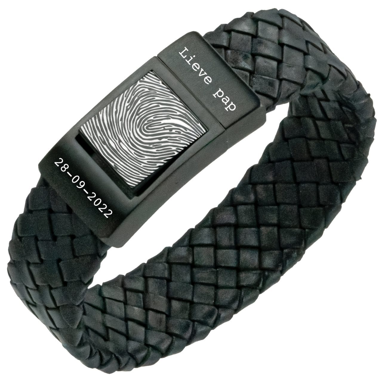 zwart gevlochten vingerafdruk armband